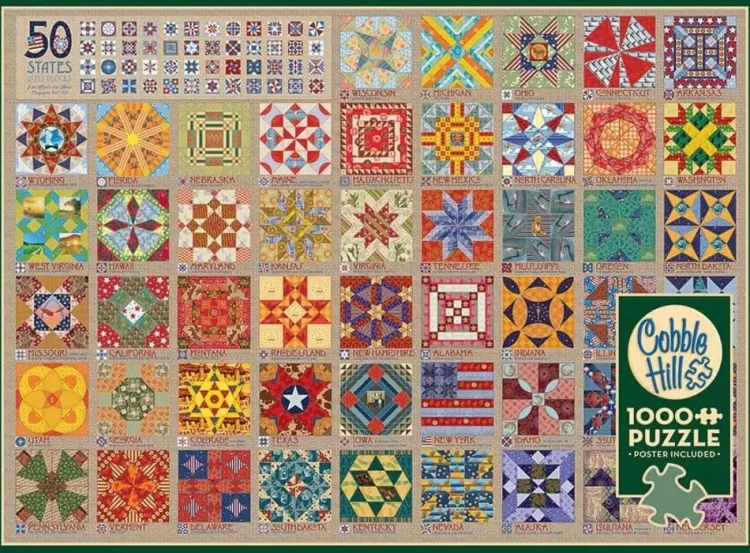 Cobble Hill Pastimes* - 50 States Quilt Blocks - 1000 Piece Jigsaw Puzzle