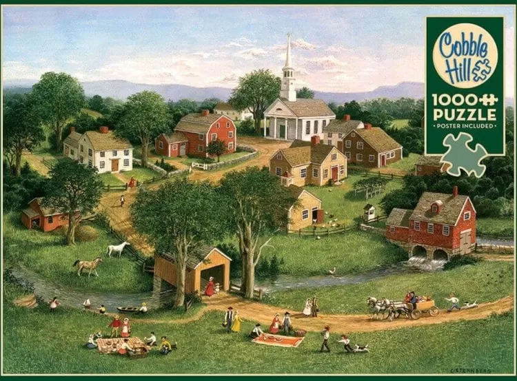 Cobble Hill Locations & Buildings* - Picnic By The Bridge - 1000 Piece Jigsaw Puzzle