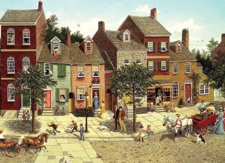 Cobble Hill Locations & Buildings* - The Curve In The Square - 1000 Piece Jigsaw Puzzle