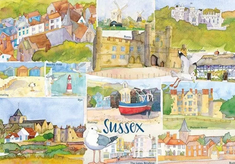 Great British Jigsaws Locations & Buildings*Emma Ball - Sussex - 1000 Piece Jigsaw Puzzle