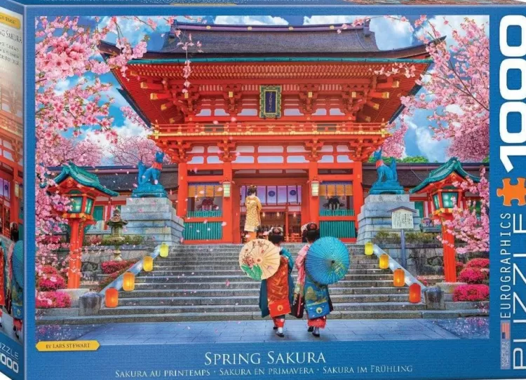 Eurographics Locations & Buildings* - Spring Sakura - Lars Stewart - 1000 Piece Jigsaw Puzzle
