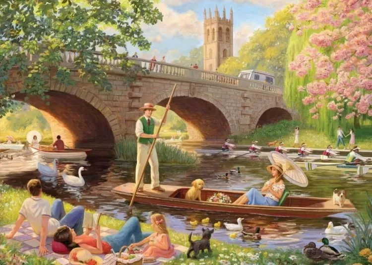 Jumbo Trains & Transport*Falcon De Luxe - Boating On The River - 1000 Piece Jigsaw Puzzle