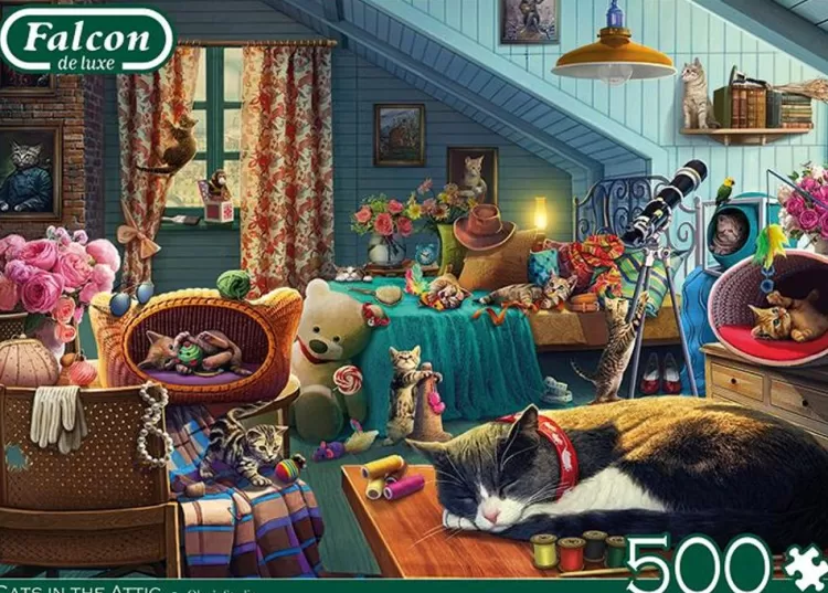 Jumbo Animals & Wildlife*Falcon De Luxe - Cats In The Attic - 500 Piece Jigsaw Puzzle