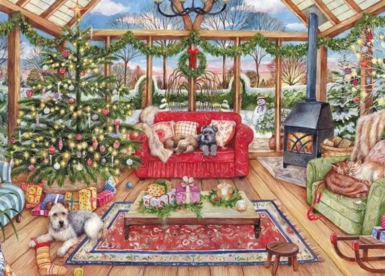 Jumbo Christmas*Falcon De Luxe - Christmas Conservatory - 1000 Piece Jigsaw Puzzle