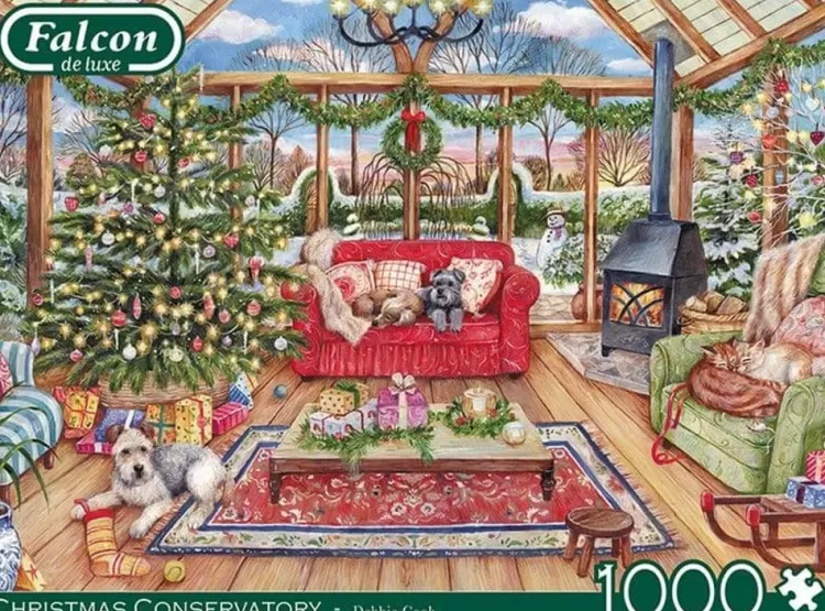 Jumbo Christmas*Falcon De Luxe - Christmas Conservatory - 1000 Piece Jigsaw Puzzle