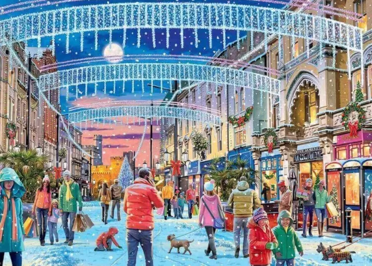 Jumbo Locations & Buildings*Falcon De Luxe - Christmas In Cardiff - 1000 Piece Jigsaw Puzzle