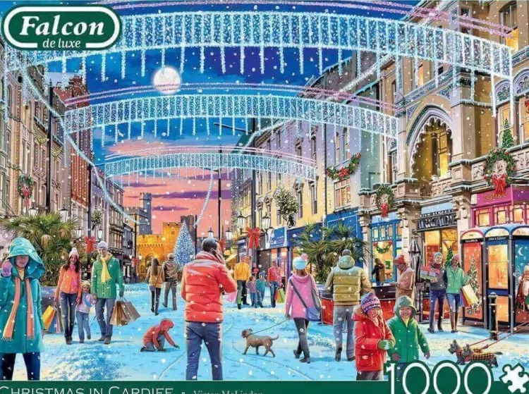Jumbo Locations & Buildings*Falcon De Luxe - Christmas In Cardiff - 1000 Piece Jigsaw Puzzle