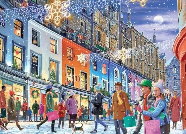Jumbo Locations & Buildings*Falcon De Luxe - Christmas In Edinburgh - 1000 Piece Jigsaw Puzzle