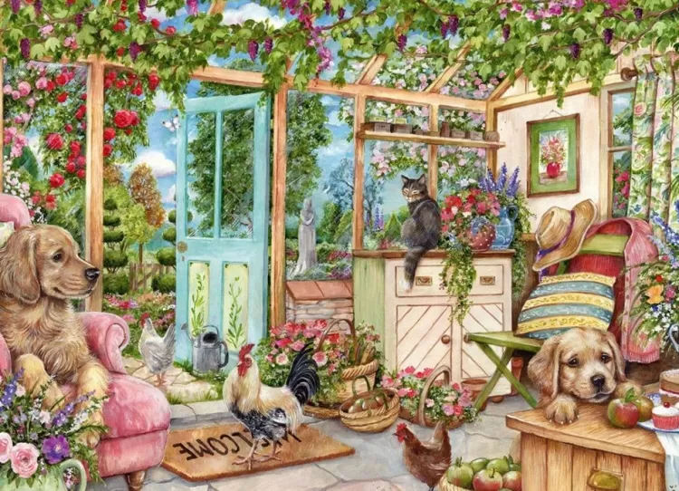 Jumbo Flowers & Gardens*Falcon De Luxe - Country Conservatory - 1000 Piece Jigsaw Puzzle
