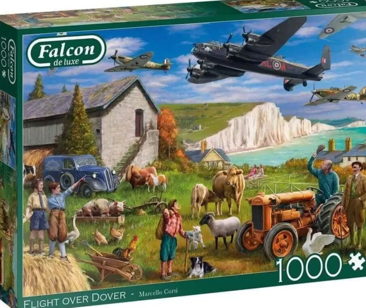 Jumbo Trains & Transport*Falcon De Luxe - Flight Over Dover - 1000 Piece Jigsaw Puzzle