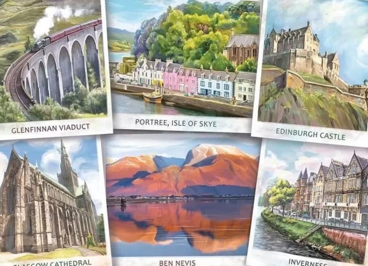 Jumbo Locations & Buildings*Falcon De Luxe - Greetings From Scotland - 1000 Piece Jigsaw Puzzle