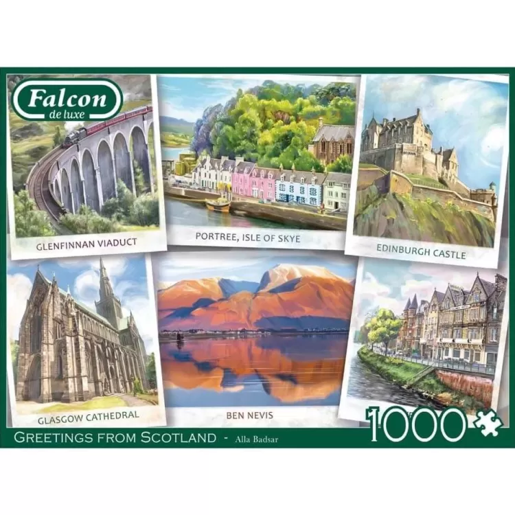 Jumbo Locations & Buildings*Falcon De Luxe - Greetings From Scotland - 1000 Piece Jigsaw Puzzle