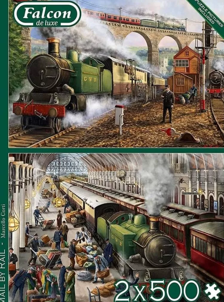 Jumbo Trains & Transport*Falcon De Luxe - Mail By Rail 2 X 500 Piece Jigsaw Puzzle