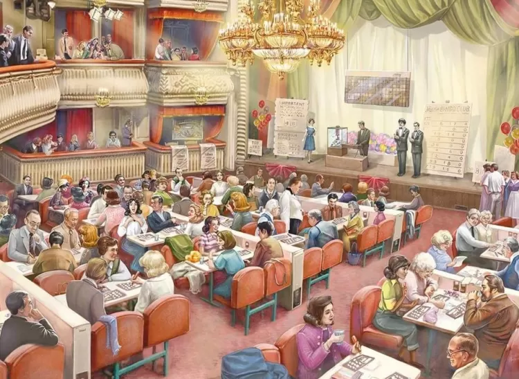 Jumbo Pastimes*Falcon De Luxe - The Bingo Hall - 1000 Piece Jigsaw Puzzle