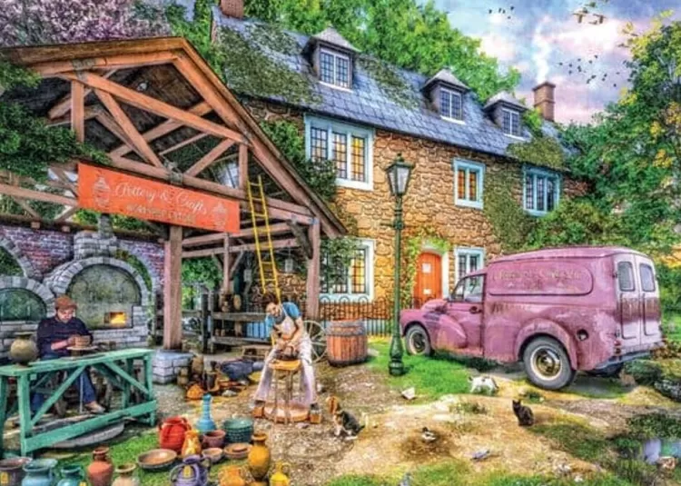 Jumbo Cottages*Falcon De Luxe - The Potters Cottage - 1000 Piece Jigsaw Puzzle