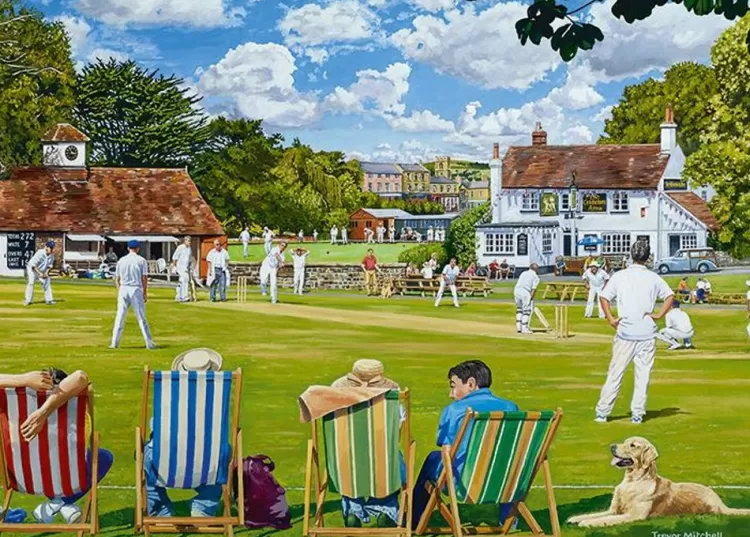 Jumbo Pastimes*Falcon De Luxe - The Village Sporting Greens - 2 X 1000 Piece Jigsaw Puzzle