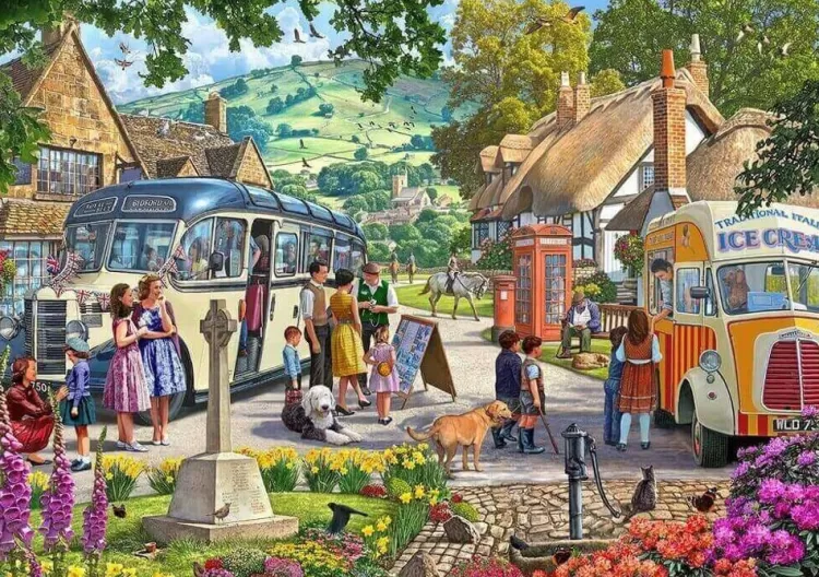 Gibsons Trains & Transport* - Boarding The Bus - 1000 Piece Jigsaw Puzzle