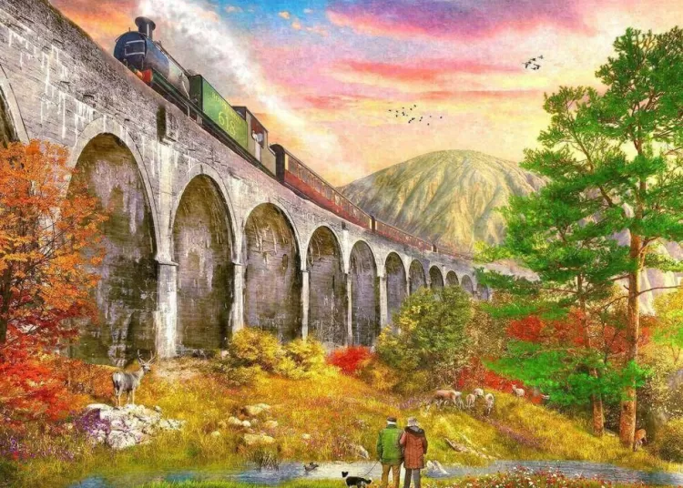 Gibsons Trains & Transport* - Crossing Glenfinnan Viaduct - 1000 Piece Jigsaw Puzzle