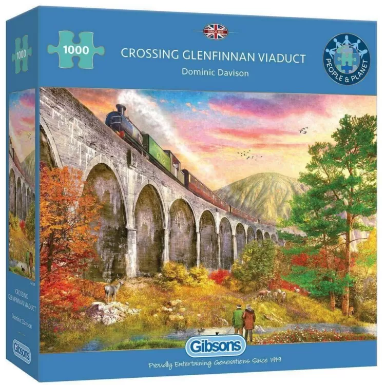 Gibsons Trains & Transport* - Crossing Glenfinnan Viaduct - 1000 Piece Jigsaw Puzzle