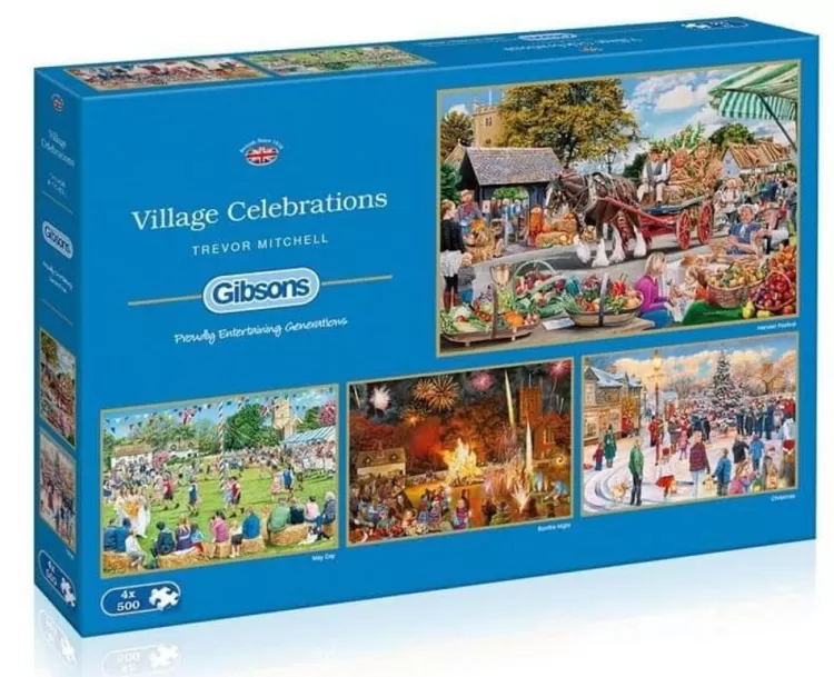 Gibsons Pastimes* - Village Celebrations - 4 X 500 Piece Jigsaw Puzzle