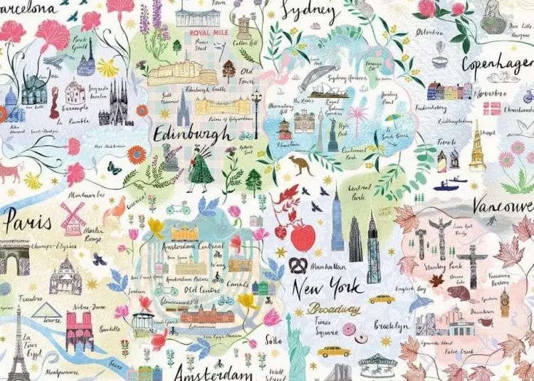 Gibsons Maps & Flags* - Wanderlust - 1000 Piece Jigsaw Puzzle