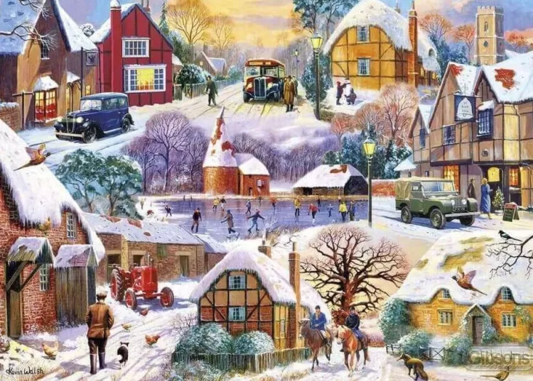 Gibsons Cottages* - Winter Cottages - 1000 Piece Jigsaw Puzzle
