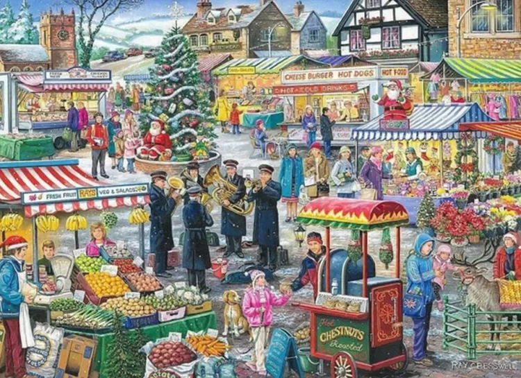 House of Puzzles Food & Drink* - Festive Market No 5 - Find The Difference - 1000 Piece Jigsaw Puzzle