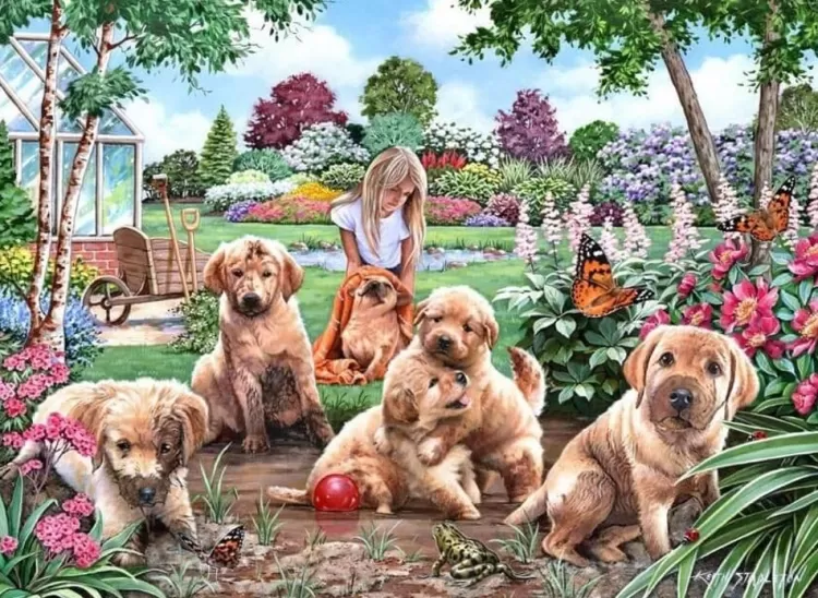 House of Puzzles Animals & Wildlife* - Mucky Pups - 500Xl Piece Jigsaw Puzzle