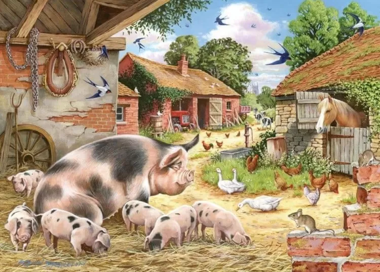 House of Puzzles Farming* - Poppy'S Piglets - 500Xl Piece Jigsaw Puzzle