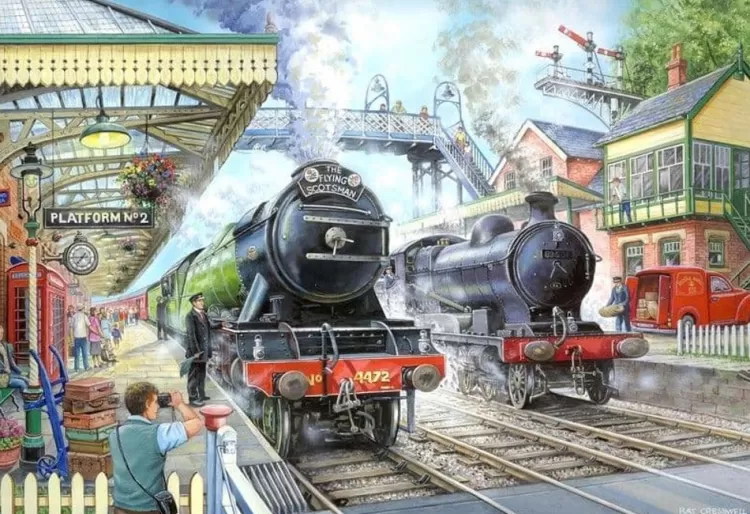 House of Puzzles Trains & Transport* - Train Now Standing - 1000 Piece Jigsaw Puzzle