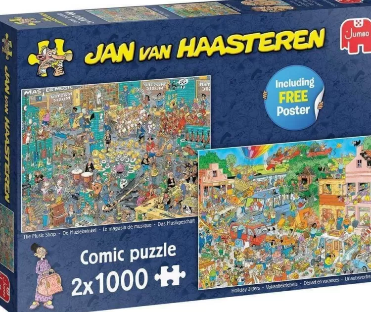 Jumbo Humour*Jan Van Haasteren - The Music Shop & Holiday Jitters 2 X 1000 Piece Jigsaw Puzzle