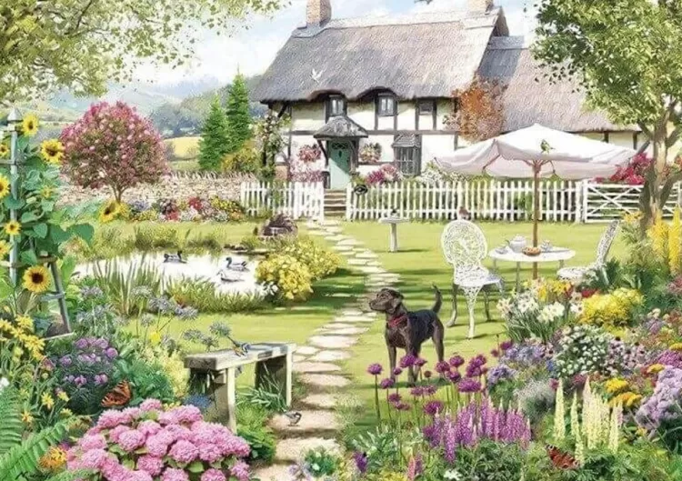 Otter House Cottages* - The Thatched Cottage - 1000 Piece Jigsaw Puzzle