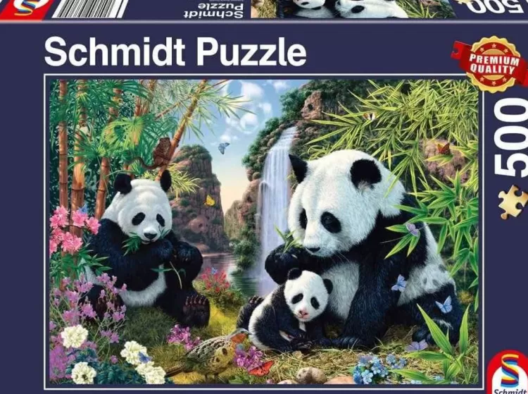 Schmidt Animals & Wildlife* - Panda Family At The Waterfall - 500 Piece Jigsaw Puzzle