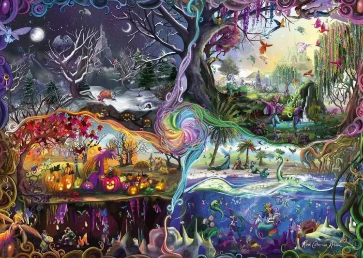 Schmidt Fantasy* - Rose Cat Khan - Portal Of The Four Realms - 1000 Piece Jigsaw Puzzle