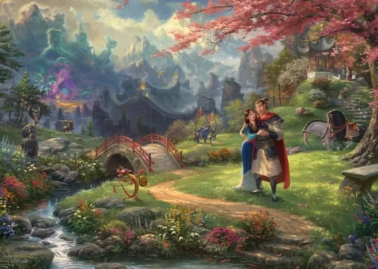 Schmidt Sound & Screen* - Thomas Kinkade - Disney Mulan Blossoms Of Love - 1000 Piece Jigsaw Puzzle