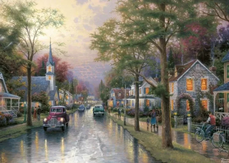 Schmidt Cottages* - Thomas Kinkade - Hometown Morning - 1000 Piece Jigsaw Puzzle