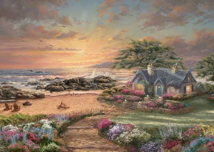 Schmidt Cottages* - Thomas Kinkade - Seaside Cottage - 1000 Piece Jigsaw Puzzle