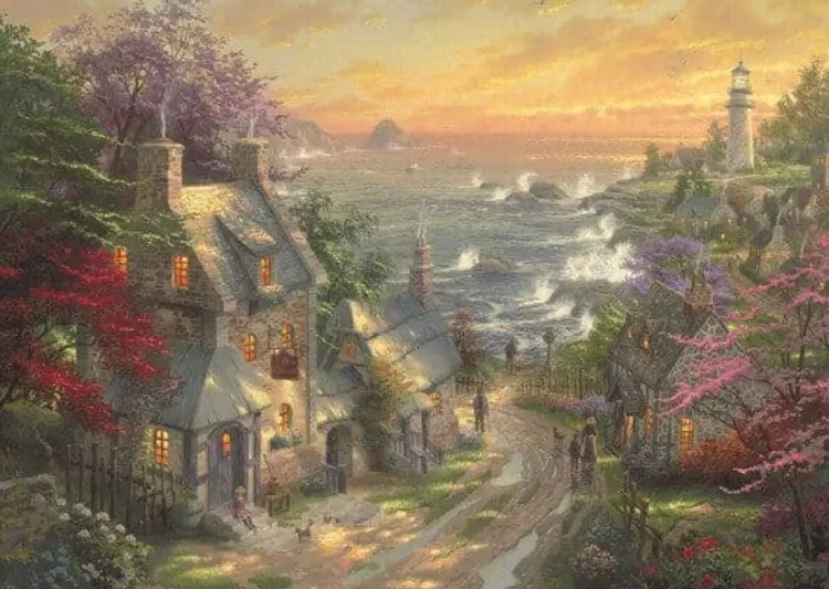 Schmidt Cottages* - Thomas Kinkade - The Village Lighthouse - 3000 Piece Jigsaw Puzzle
