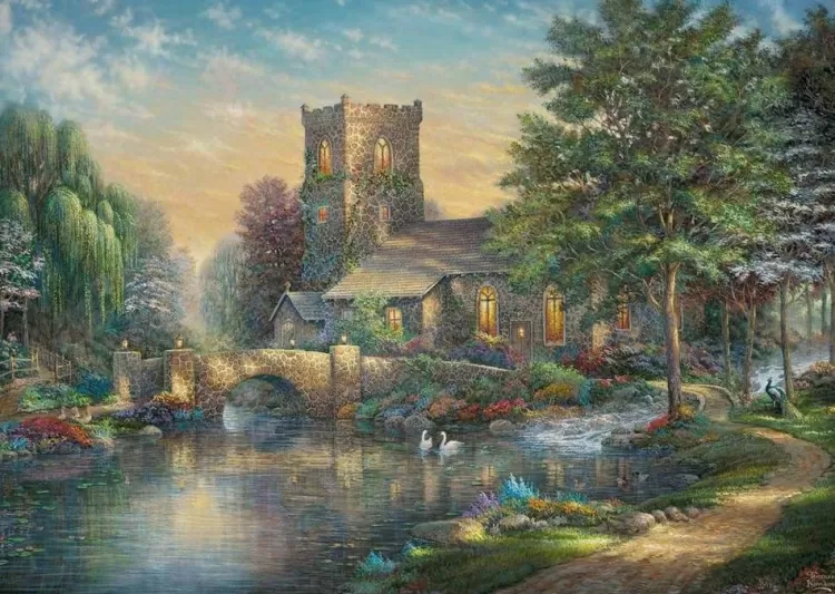 Schmidt Locations & Buildings* - Thomas Kinkade - Willow Wood Chapel - 1000 Piece Jigsaw Puzzle